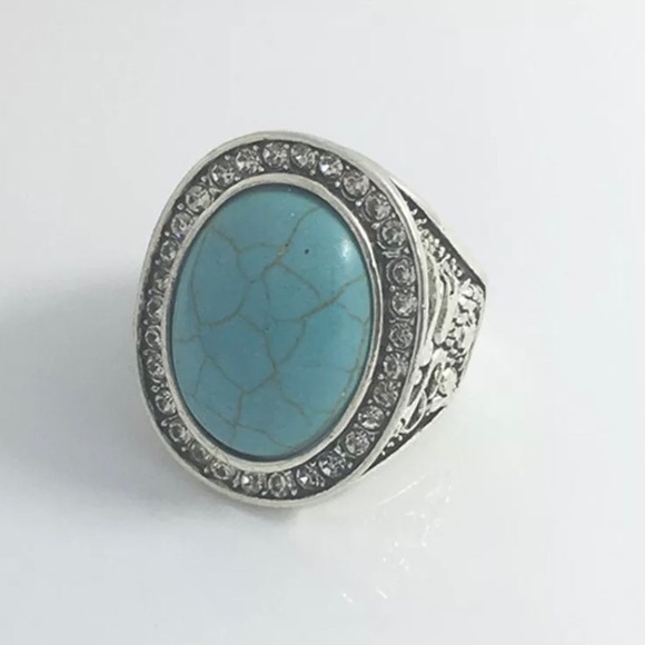 Vintage Turquoise Gemstone Ring Silver from China - Picture 2 of 3